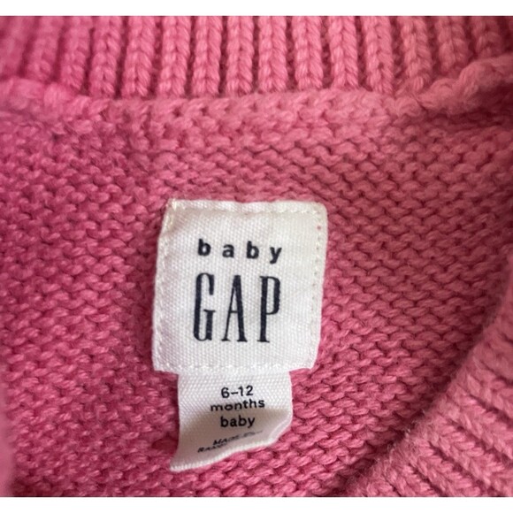 BabyGap Girls 6-12M Pink Cable Knit Peplum Sweater - Picture 2 of 4